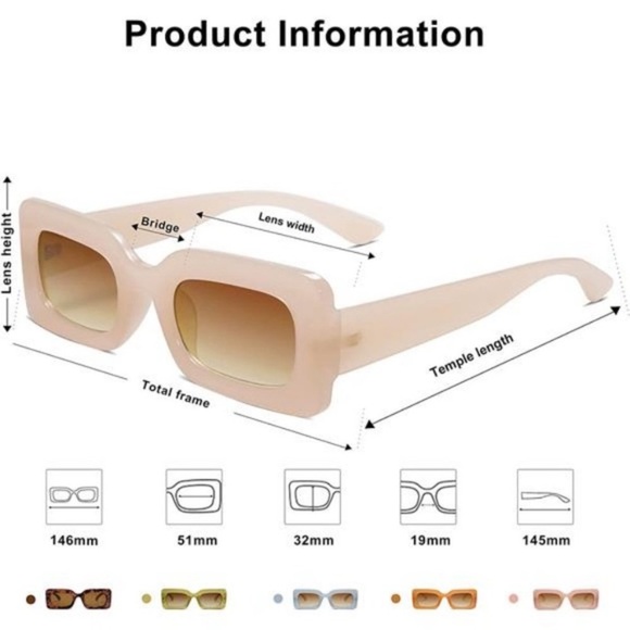 SOJOS Retro 90s Nude Rectangle Sunglasses For Women Trendy Chunky Glasses - Picture 5 of 9